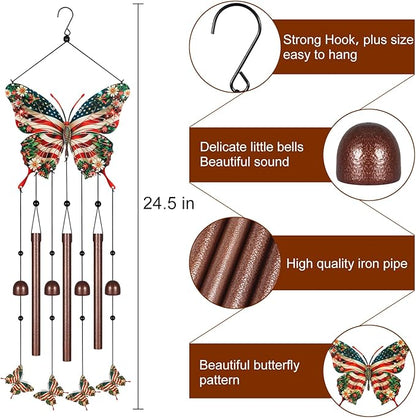 Gifts for Mom, Wind Chimes for Outside Perfect for Outdoor Gardens Patios Home Decor, Features Melodious Tones Create a Zen Atmosphere, Retirement Gifts for Women Men(Colorful Butterfly)