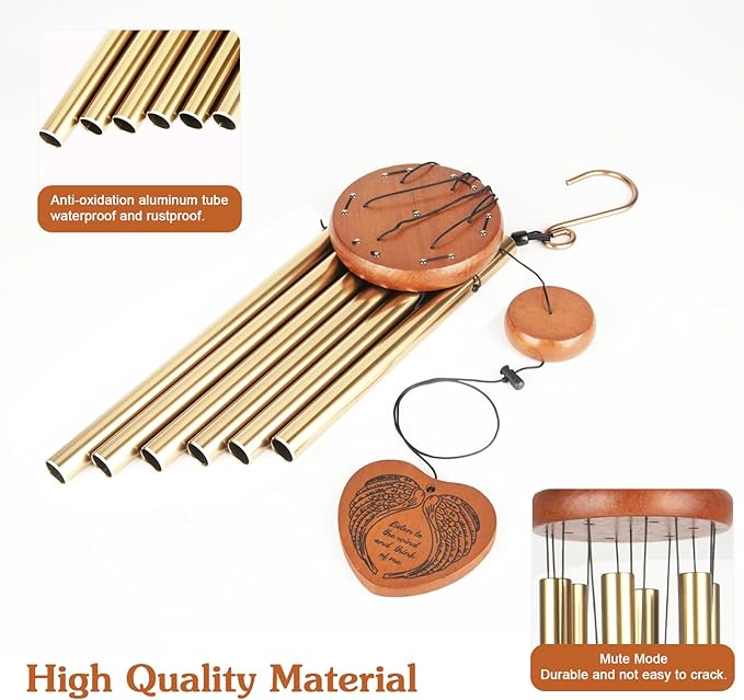 Memorial Wind Chimes, 37" Large Outdoor Wind Chimes for Loss of Loved One, Meaningful Sympathy Gifts in Memory of Father, Mother or a Loved One