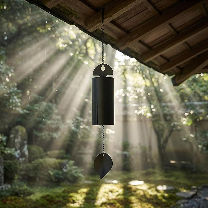 Wind Chimes for Outside Deep Tone, Black Large Metal Unique Serenity Bell with Deep Resonance Cylinder Memorial Wind Chime Outdoor for Garden Patio Yard Porch