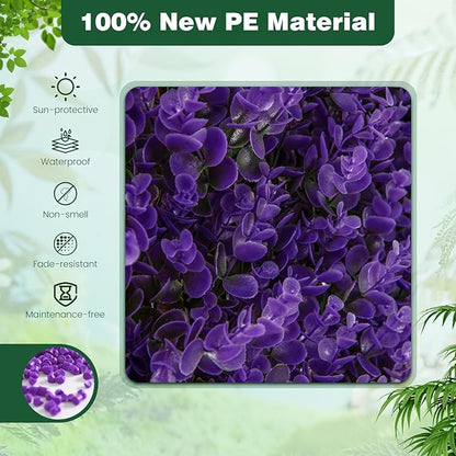 Giantex Expandable Fence Privacy Screen - Decorative Faux Purple Eucalyptus Fencing Panel for Balcony, Artificial Hedges with PE Leaves and Willow for Outdoors Garden Patio Deck Apartment, 1 Pack