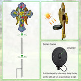WAIU Solar Cross Garden Stake Lights,Metal Angel Wing & Acrylic Flowers Cross Solar Christmas Lights Outdoor,Waterproof Memorial Garden Decor for Remembrance Gifts & Sympathy Gifts.