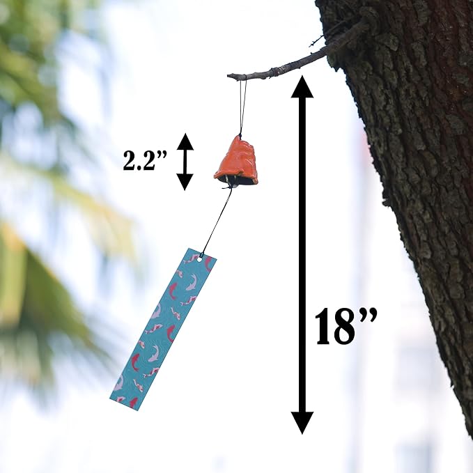 Japanese Wind Chime Cast-Iron Outdoor Ornament for Garden, Patio & Balcony, Hanging Metal Wind-Bell Decoration Gift, Blessing Pendant Windchimes & PVC Wind-Catcher, Fortune Cat - Gold