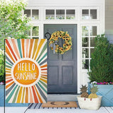 BLKWHT Hello Sunshine Summer Garden Flag 12x18 Vertical Double Sided Colorful Farmhouse Holiday Outside Decorations Burlap Yard Flag BW643
