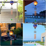 Starsoul Solar Wind Chimes for Outside, American Flag Hot Air Balloon with Flickering Flame Solar Wind Chime, Glass Windchimes Outdoors Garden Decor, Gift for Mother's Day Mom Grandma