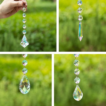 9pcs Sun Catchers with Crystals Rainbow Maker Crystal Suncatchers Prisms Glass Pendant Colorful Hanging Ornaments for Windows Chandelier Office Home Garden Decor