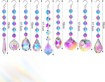 9 Pieces Sun Catchers, Colorful Crystals Suncatcher Prisms Hanging for Window Crystal Ball Prism Rainbow Maker Pendants for Home Office Wedding Party Garden Christmas Tree Decoration