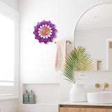 Metal Flowers Wall Decor Indoor Outdoor Metal Wall Art for Home Farmhouse Living Room Bedroom Bathroom Garden Decorations - Purple