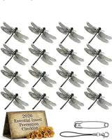 Dragonfly Clips for Bugs Repellent, 3D Artificial Dragon Fly, Lifelike Outdoor Hanging Ornament Garden Decor, Durable Fake to Keep Away Yard Ornaments Hat Golf Moving(Black(16pcs))