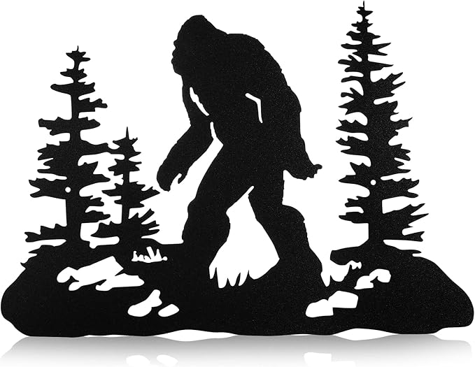 Demissle Big Foot Sasquatch Gift Bigfoot Wall Art Decor for Men Women 16 x 11 Inch Funny Birthday Sasquatch Gift Metal Yard Sign for Dad Husband Garage Garden Forest Outdoor Indoor(Black)