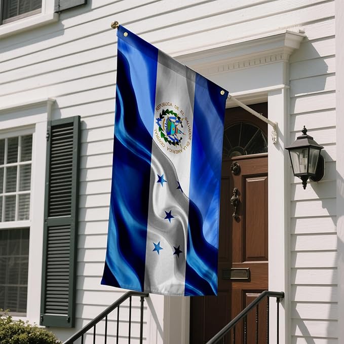 El Salvador And Hondurans Honduras Flag 3x5 Ft Double-Sided Printed Indoor/Outdoor Flag Polyester Fabric Decorative Banner With 2 Brass Grommets 3x5 Foot National Flags For Outside