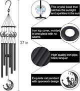 Wind Chimes for Outside,Sympathy Garden Decor Gifts for Women Mom and Grandma,Christmas Windchime in Loving Memory Outdoor Decoration for Yard, Patio, Porch, Lawn, Landscape,Halloween(Cat)