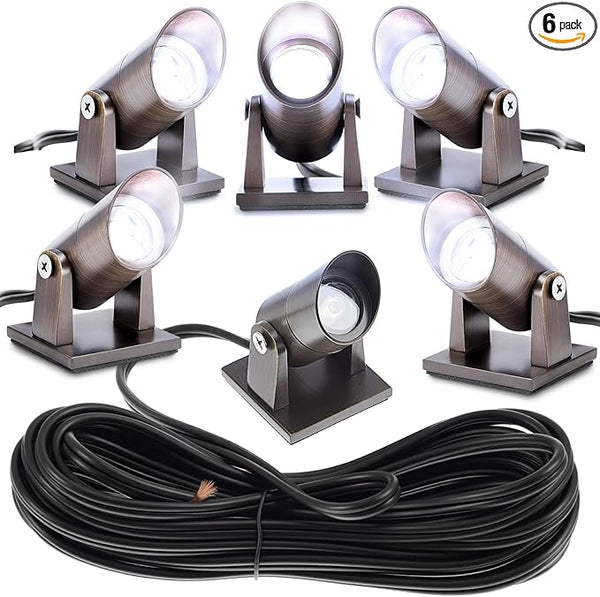Rossesay 6 Pack Waterproof Brass Underwater Light Ip65 Pond Lights LED Submersible Pool Fountain for Swimming Home Garden Patio Pond Fountain Waterfall Landscape Rockery