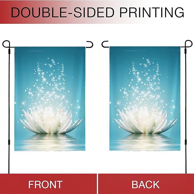 Lotus Flower Garden Flags,Sunmer Garden Flag for Outside/Outdoor Double Sided Hanging Decorations 12x18 Inch