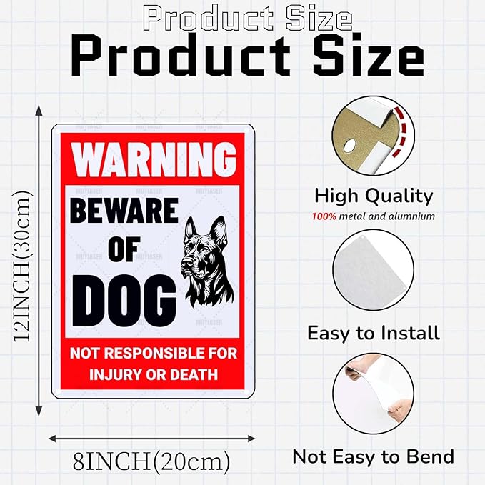 Beware of Dog Sign Doberman Metal Sign Warning Beware of Dog Signs for Fence Outdoor Farm Garden Gate Home Yard Decor 12x16 Inch