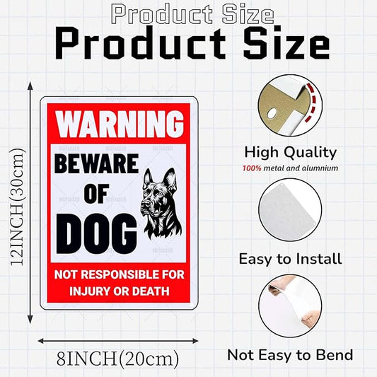 Beware of Dog Sign Doberman Metal Sign Warning Beware of Dog Signs for Fence Outdoor Farm Garden Gate Home Yard Decor 12x16 Inch