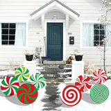 8-Piece Christmas Candy Yard Signs with Stakes Decorations – 8 Assorted Peppermint and Lollipop Designs 12.6 x 12.6 Inches Large Round Candy Signs for Outdoor Garden and Lawn Holiday Party Favor
