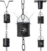 8.5 FT Rain Chain with 12 Aluminum Cups | Durable Rain Chains for Gutters - Easy Install, Rust-Proof Rain Catcher Chains for Outside with Included Gutter Adapter, Unique & Artistic Design