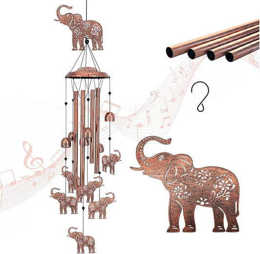 Elephant Wind Chimes Outdoor Elephant Gifts for Women/Men/Mom/Grandma/Wife Birthday Gifts Memorial Gift Metal WindChimes for Outside/Indoors, Home, Lawn, Porch, Patio, Garden Decor, Yard Decorations