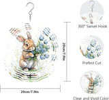 Easter Bunny Wind Spinner Easter Day Gifts 3D Metal Kinetic Hanging Wind Sculpture Spinners for Yard and Garden Indoor Outdoor Window Easter Rabbit Yard Art Garden Decoration 8 Inch (Bunny 8)