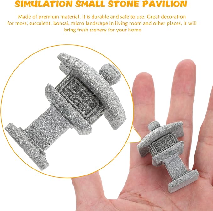 Kisangel 3Pcs Miniature Sandstone Pagoda Garden Statues - Japanese Lanterns for Outdoor Decor Zen Aquarium Landscape Ornament