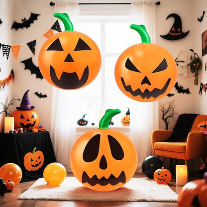 4 Packs 24 Inches Halloween Inflatable Pumpkin Outdoor Decorations PVC Inflatable Hanging Pumpkin Ornaments Blow Up Pumpkin for Halloween Party Yard Garden Outdoor Decoration