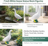 7 Inch White Goose Statue Resin Figurine Lifelike Desktop Animal Ornament for Home Garden Outdoor Decor, Perfect for Porch Lawn Patio Backyard Farm Theme Decoration, Collectible Craft Sculpture