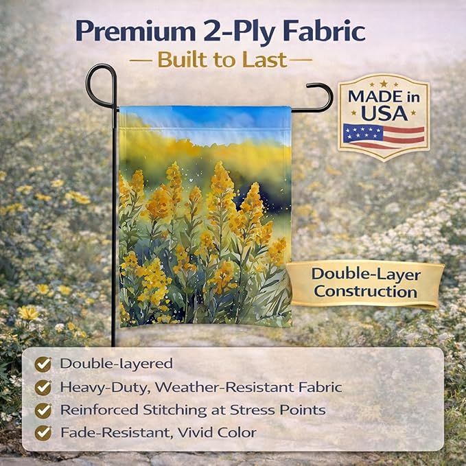 Caroline's Treasures Nebraska Goldenrod in Watercolor Garden Flag Mailbox Flag Decorative Yard Flag Banner Outside Patio Artwork Yard Flower Beds, Garden Size, Multicolor