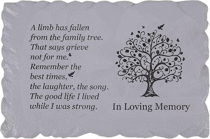 11.8 inches Long Tree of Life Song Polyresin Memorial Garden Stone, Memorial Stones for Loved Ones Outside, Memorial plaques, Sympathy Gifts for Loss of Loved one, Memorial Gifts (Grey Tree)