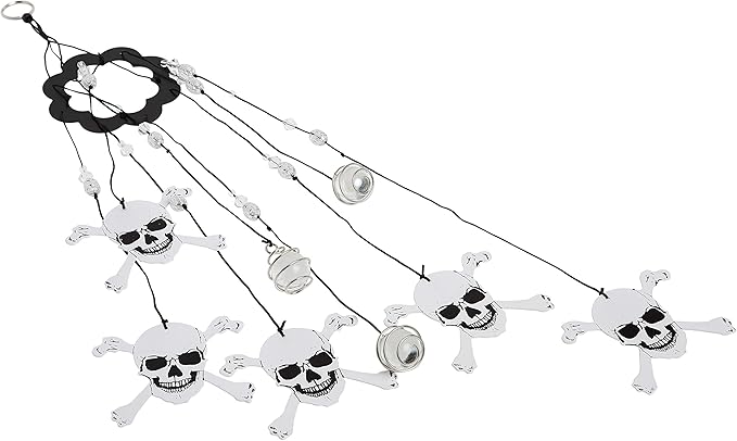 Spoontiques Skull and Crossbones Wind Chime - Outdoor Garden Décor - Decorative Chimes for Yard, Garden, Backyard and Patio Decoration