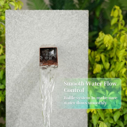 2 Inch 316 Stainless Steel Square Outdoor Water Fountain Spout, Waterfall Spillway Scupper with Integrated Spray Baffle for Landscape Decors, Pools, Ponds, Water Walls (Brown)