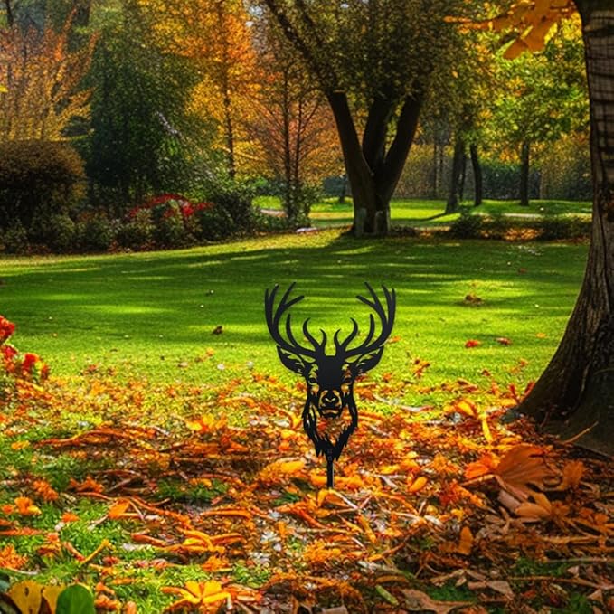 WADORN Deer Metal Decorative Garden Stakes, Elk Deer Garden Outdoor Statues Silhouette Wild Animal Stakes Outdoor Deer Stakes Metal Animal Garden Statues for Lawn Ornaments Yard Patio Garden Decor