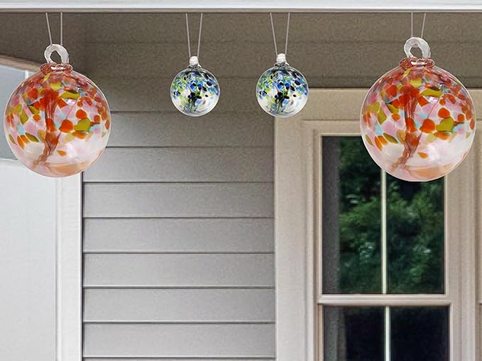 Dale Tiffany Hand Blown Glass, 6" Diameter Aqua, Tree of Life Collection, Witch Globe Hanging Garden Indoor/Outdoor Decorative Ornament Gazing Ball