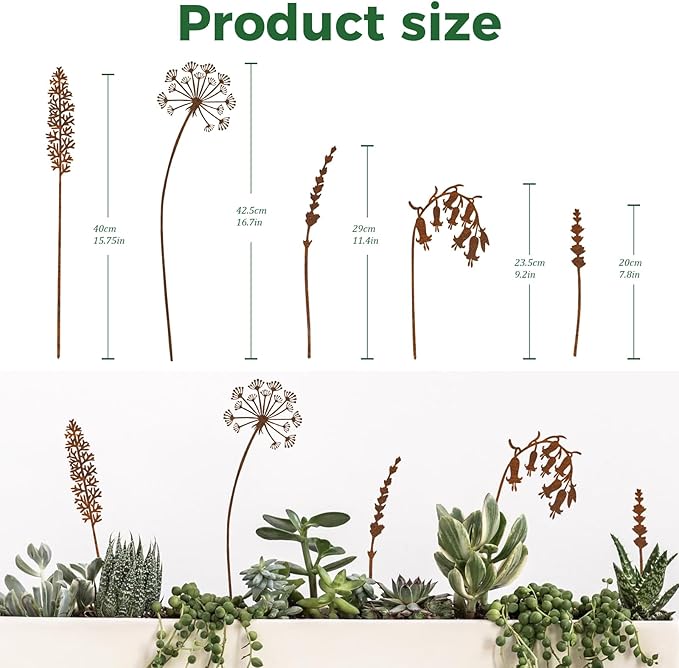5-Pack Rustic Metal Decorative Garden Stakes, Multiple Nature-Inspired Designs, Metal Flowers Indoor&Outdoor Garden Decor, Gift-Boxed Yard Art for Pots, Planters Flower Beds (Wildflower Mix Set)