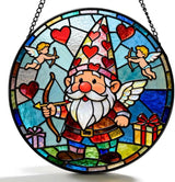 Funoasis Romantic Valentine's Day Stained Glass 6.3 Inches Suncatcher - Cupid Arrow and Heart Ornaments Window Hanging Gift for Her & Him
