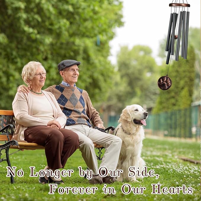 Dog Memorial Gifts for Loss of Dog, 32" Pet Memorial Vintage Wind Chimes with DIY Embossed DogPaw Pendant, Pet Passing Away Sympathy Remembrance Gift