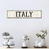 Madcolitote Vintage Country Italy Wood Sign Italy Street Signs Customized Rustic Wooden Wall Art Farmhouse Wall Decor Kitchen Wall Hanger Retro Decoration Sign Housewarming Gift 4x18in