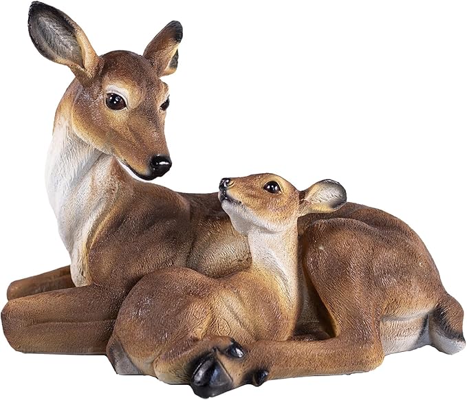 14.9 Inch Mother and Fawn Deer Statue & Deer Decoy - Outdoor Garden Lawn Decoration — Suitable for Yard/Patio/Christmas Decor, Ideal Gift for Female Garden Enthusiasts