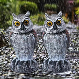KKY 2 Packs Fake Plastic Owl Bird, Garden owl Statue,Can Repel Pigeons Away from The House, Garden, Pool. (Black 2pc)
