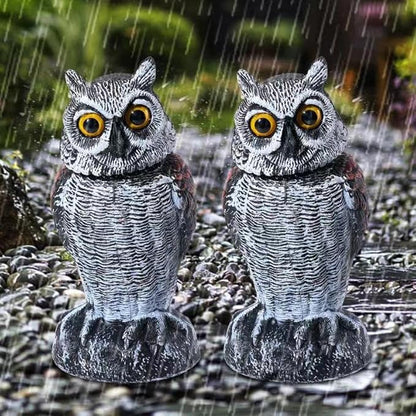 KKY 2 Packs Fake Plastic Owl Bird, Garden owl Statue,Can Repel Pigeons Away from The House, Garden, Pool. (Black 2pc)