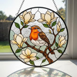 Robin Stained Glass Suncatcher Window Hanging, Bird Ornament Decor for Window, Robin Ornament for Women, Nature Lovers Gift Idea, Bird Suncatcher Stained Glass, Nature Decor for Home
