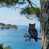 WADORN Owl on Branch Metal Yard Art Decor, Owl Bird Stainless Steel Outdoor Tree Silhouette Stake for Tree Yard Garden Patio Animal Outdoor Decor Gift for Housewarming Home Art Decor