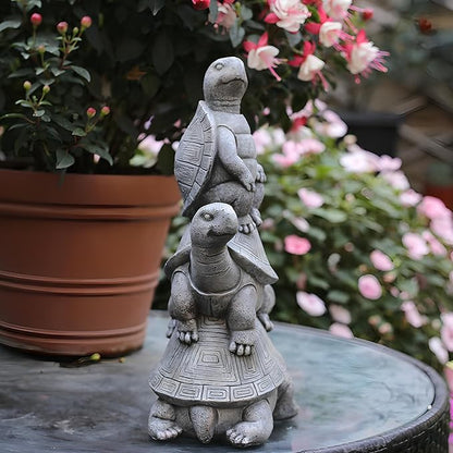 Outdoor Turtle Statues, Resin Home Decor, Cute Decorations, The Perfect Garden Gift and Yard Decor for Three Turtles Large Size: 11.8 inches