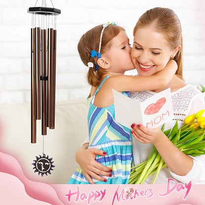 Taman Wind Chimes for Outside, 37” Sun Face Aluminum Deep Tone Wind Chimes Sympathy Memorial for Loss of a Loved One Condolence Gift Garden Patio Outdoor Home Decoration