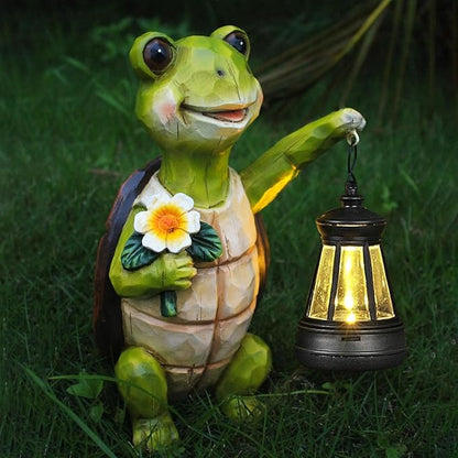 Garden Statue Outdoor,Solar Turtle Decor Lights,Resin Figurine Turtle with Solar Light for Patio,Balcony,Yard,Lawn Ornament,Perfect Garden Gift (Turtle 1)