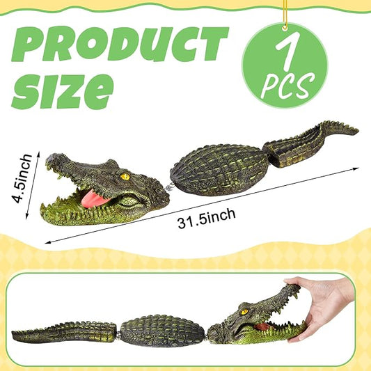 Sotiff 31.5 Inches Floating Alligator Decoy Floating Crocodile Decoy for Pool Fake Alligator Pool Float Statue Garden Animal Figurines Water Pond Decorations for Pond Outdoor Yard, Green