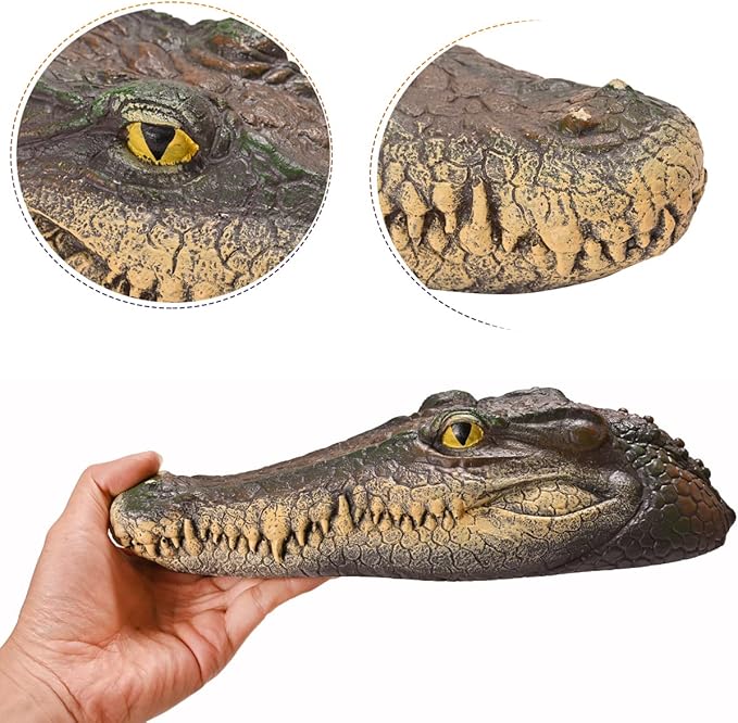 Floating Alligator Head Decoy, Pond Accessories Alligator Pool Float, Fake Gator Head, Duck Deterrents for Pool and Pond, Outdoor Pool Decor Crocodile Head for Decorations