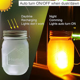 Solar Mason Jar Flicker Lights Upgraded, 4 Pack Flickering Torches Lights Outdoor Hanging Lanterns Landscape Decoration Lighting Dusk to Dawn Auto On/Off Security Halloween Torch Lights