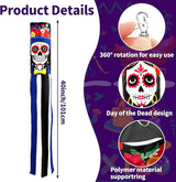 NOVWANG 2 Pcs Day of The Dead Windsocks, Dia de Los Muertos Wind Socks Day of The Dead Hanging Windsock Flag Decoration for Garden Yard Porch Backyard Patio Decor