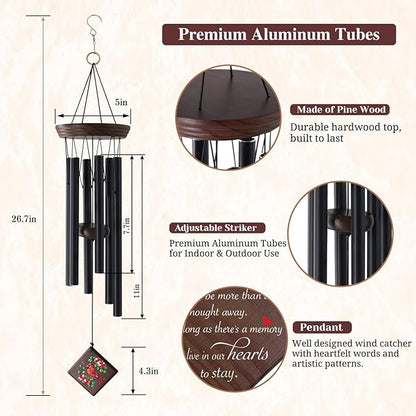 ASTARIN Wind Chimes for Outside,Memorial Wind Chimes Sympathy Wind Chimes for Loss of Loved One Cardinal Memorial Wind Chime Bereavement Condolence Gifts for Loss of Mother Father Husband