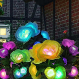 Solar Flowers Lights - Solar Garden Lights Outdoor Waterproof Yellow Rose, 40 Hours Color Changing Solar Powered Outside Decor Decoration for Yard Patio Pathway Lawn, Gifts for Mom, 2pcs